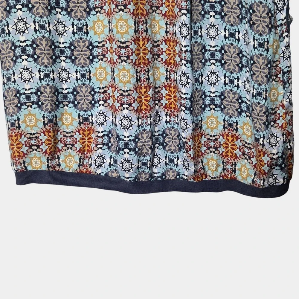 Sundance‎ Silk Long Sleeve Patchwork Blouse Top Multicolor L Fall Artsy Boho